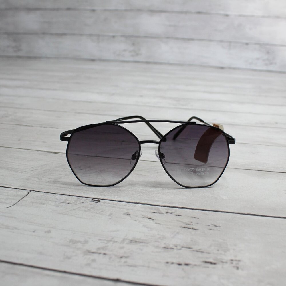 Frye and Co Women's Sunglasses Black 100% UV Protection Wire Rim